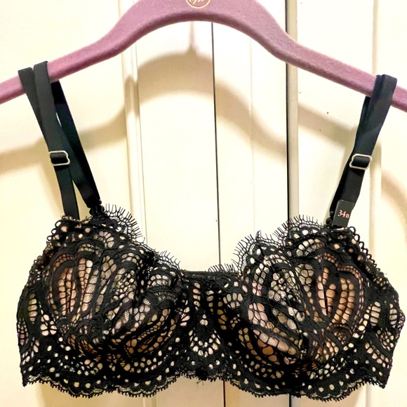 Victoria's Secret Other - VICTORIA SECRET Dream Angels Push up Lace Underwire Bra Black Nude 34B, NWT